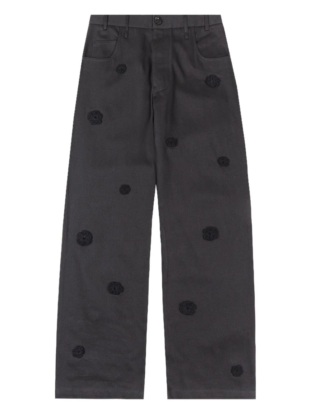 daisy-embroidered "Black" jeans - 1