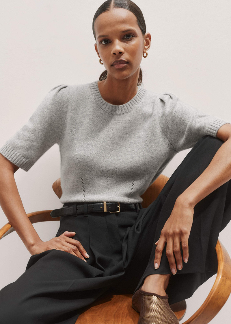 Pouf Sleeve Knit Tee 1