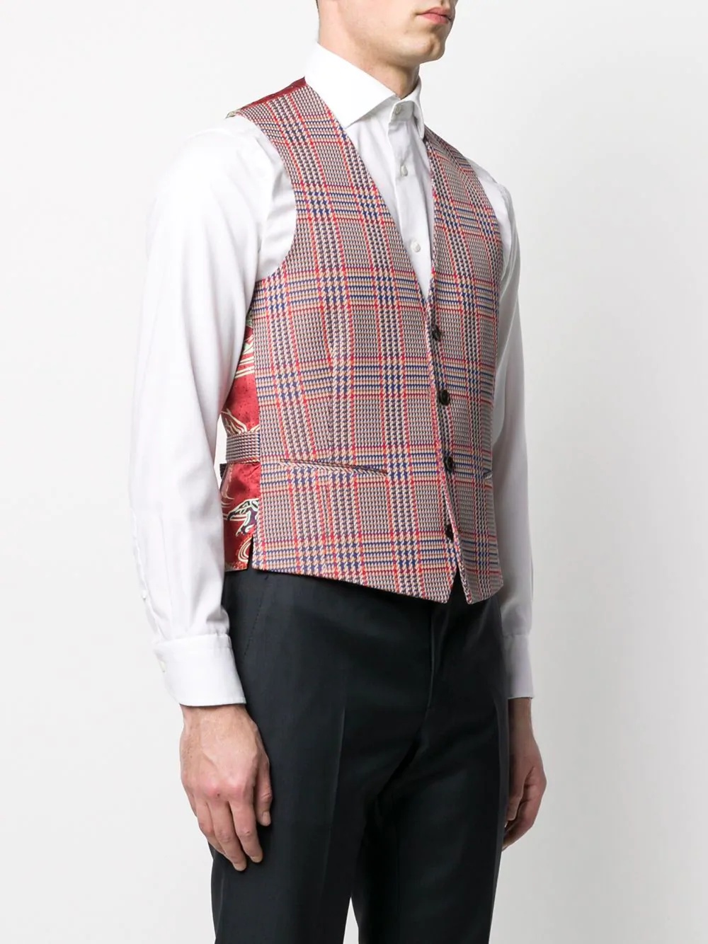 slim-fit houndstooth waistcoat - 3