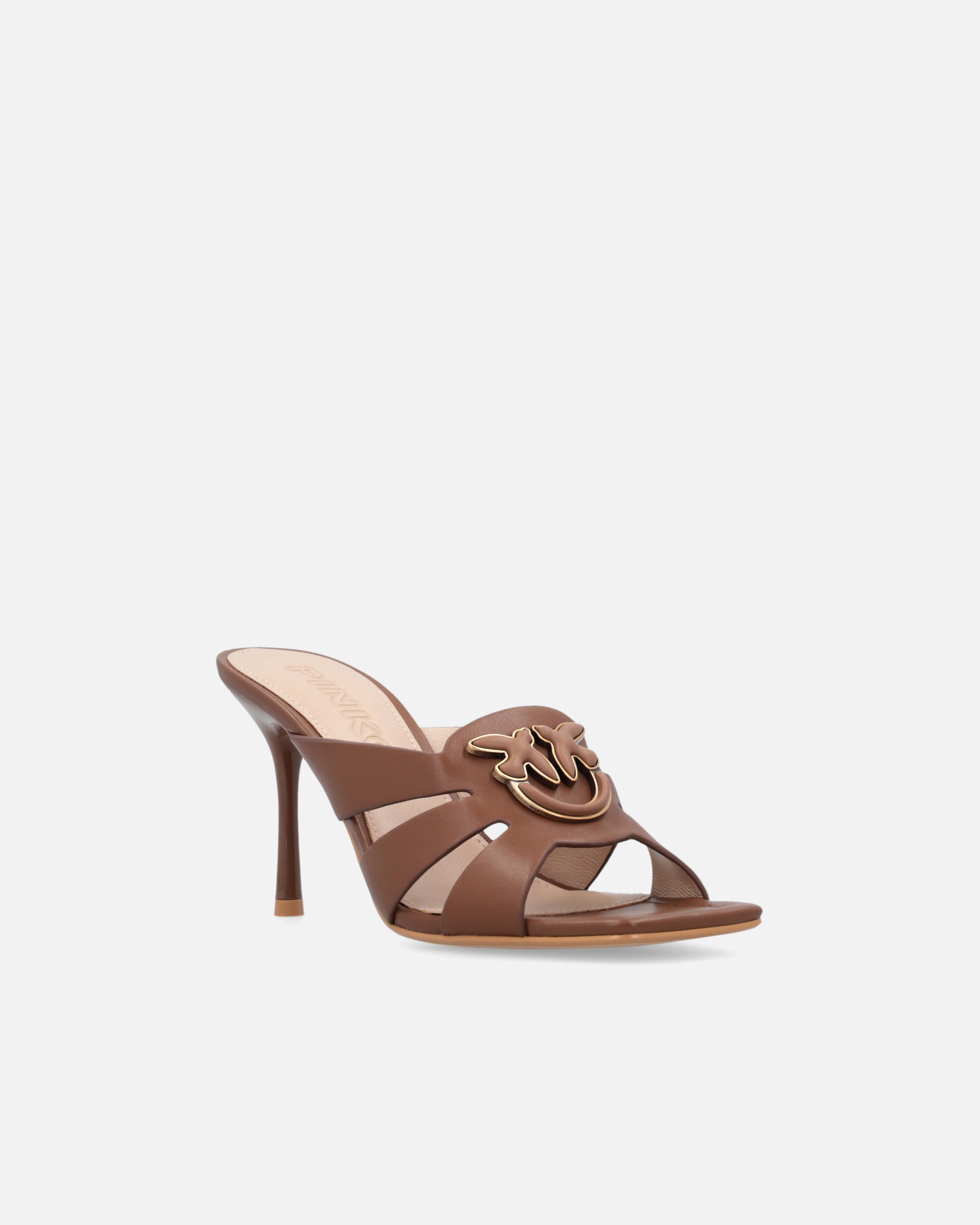 NAPPA LEATHER SANDALS WITH HEEL AND BIRD DETAIL - 2