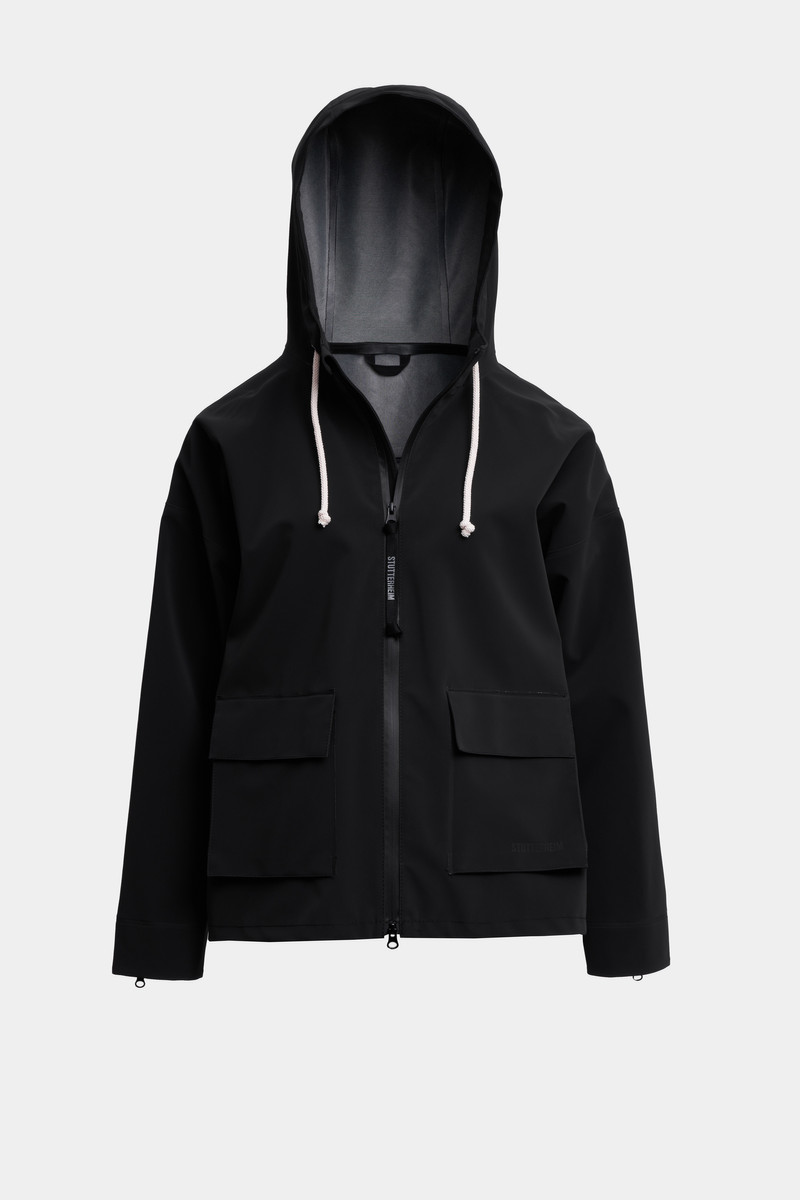 Stutterheim Sandviken Matte Zip Raincoat Black outlook
