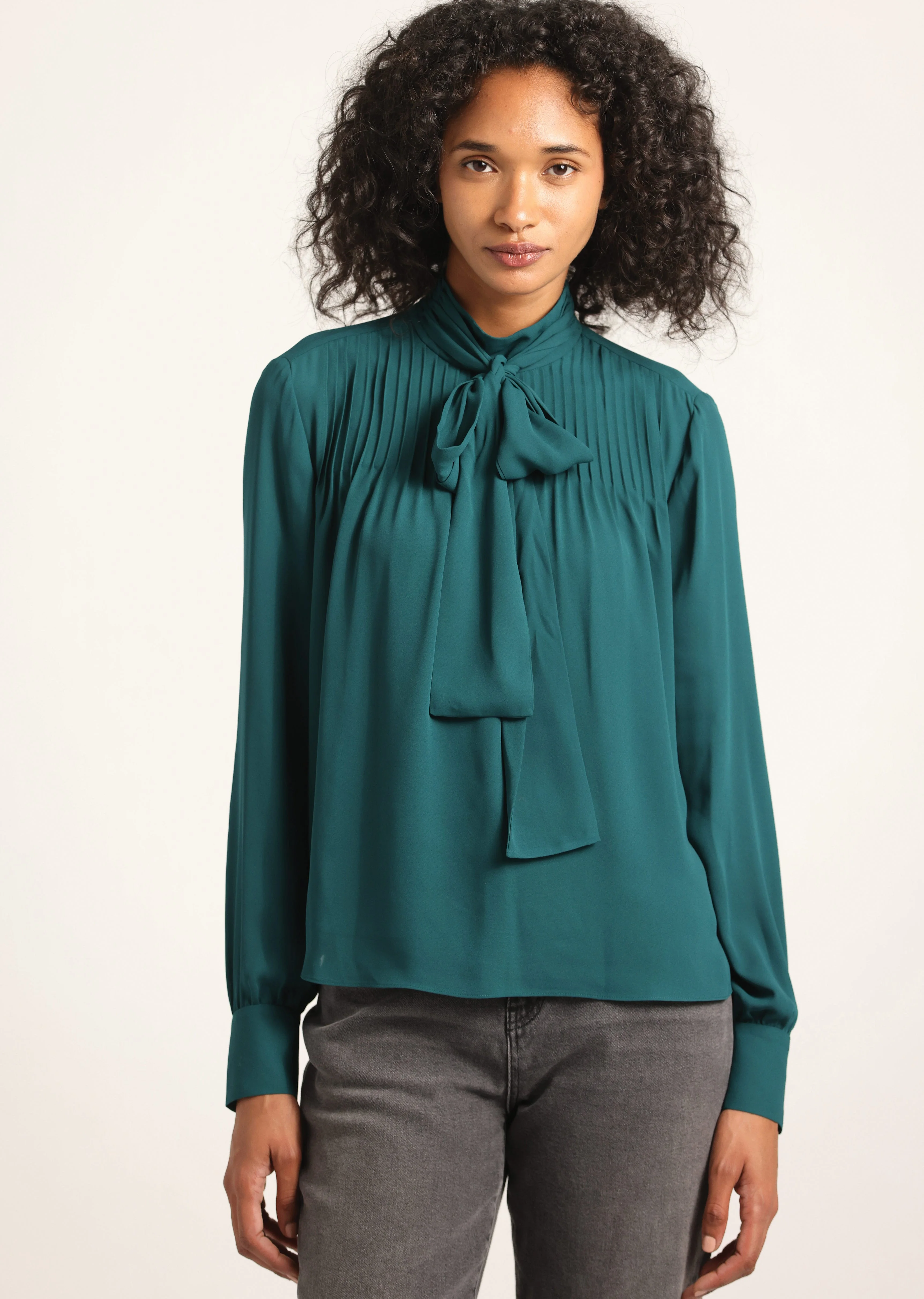 VALENTINE NECK TIE BLOUSE - 1