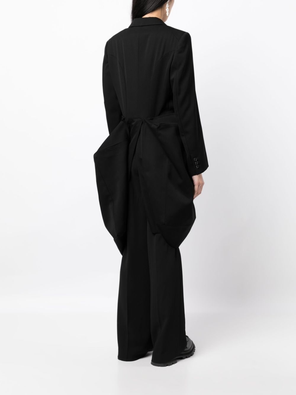 gathered asymmetric single-breasted coat - 4