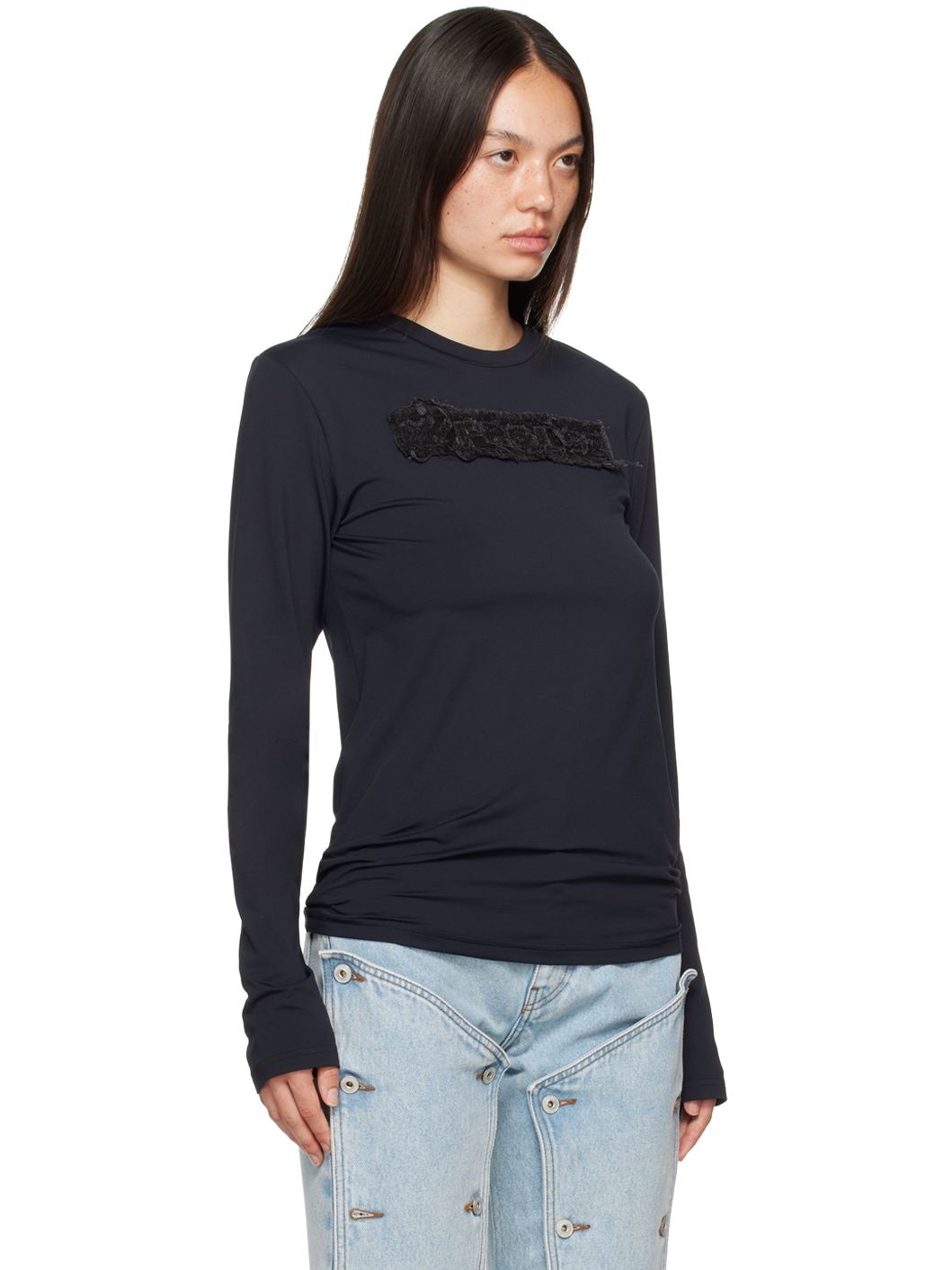 Black Logo Patch Long Sleeve T-Shirt - 2
