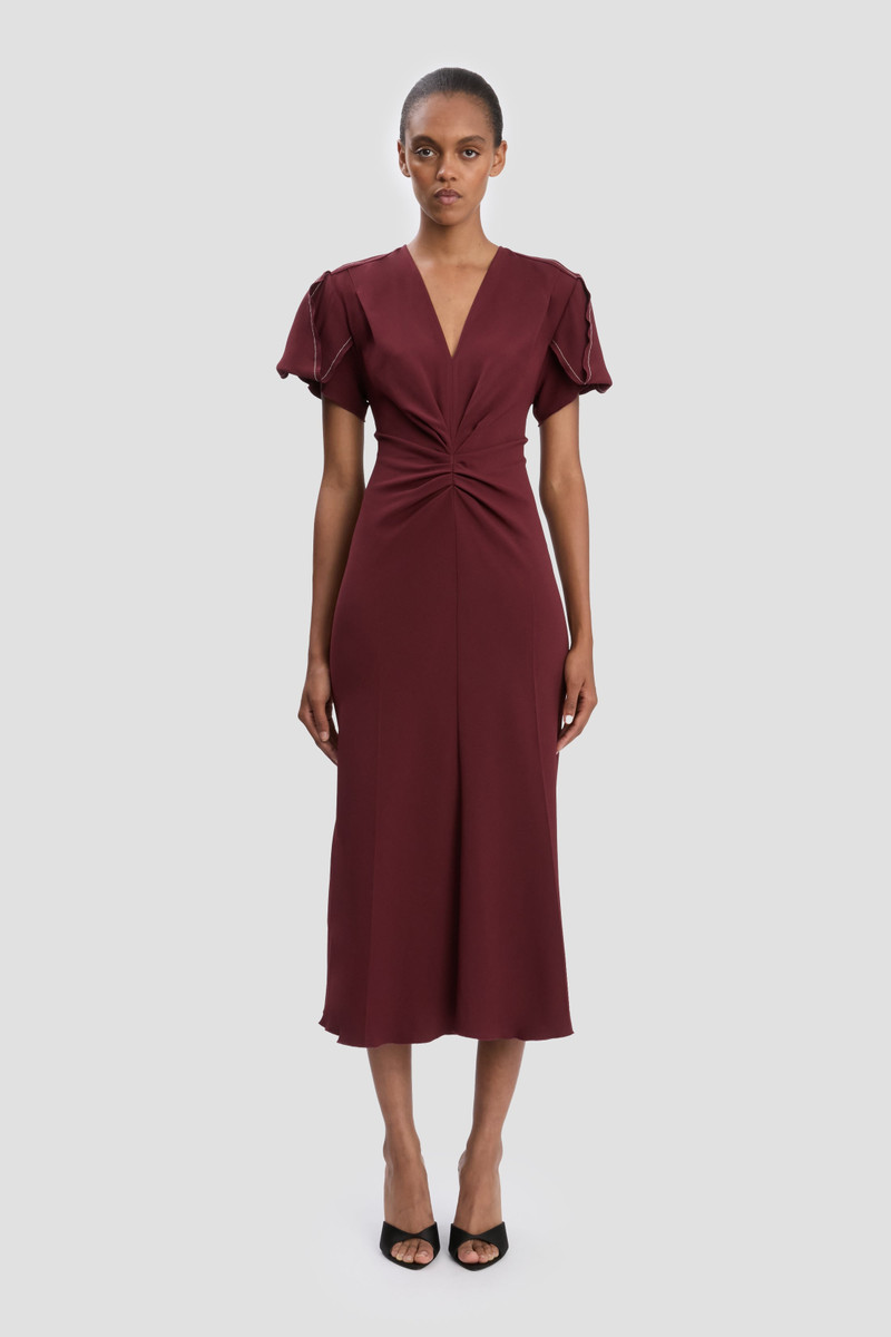 Victoria Beckham Eve Midi Dress In Cinnabar Red outlook