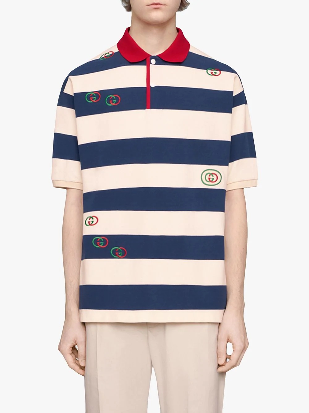 Embroidered striped jersey polo - 3