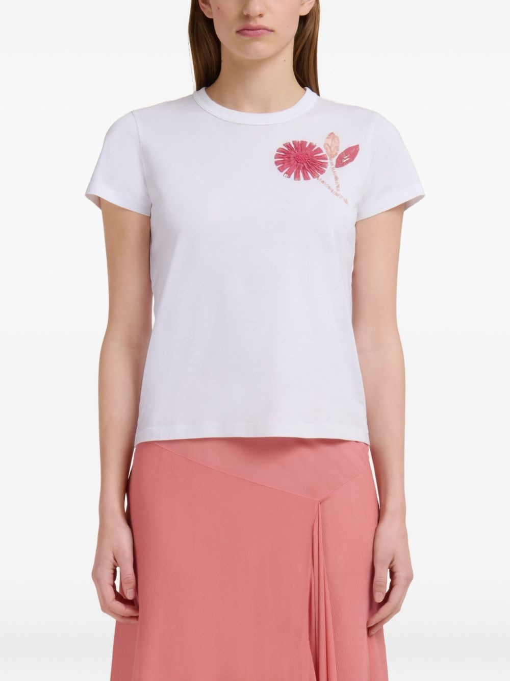 floral-embroidered T-shirt - 3