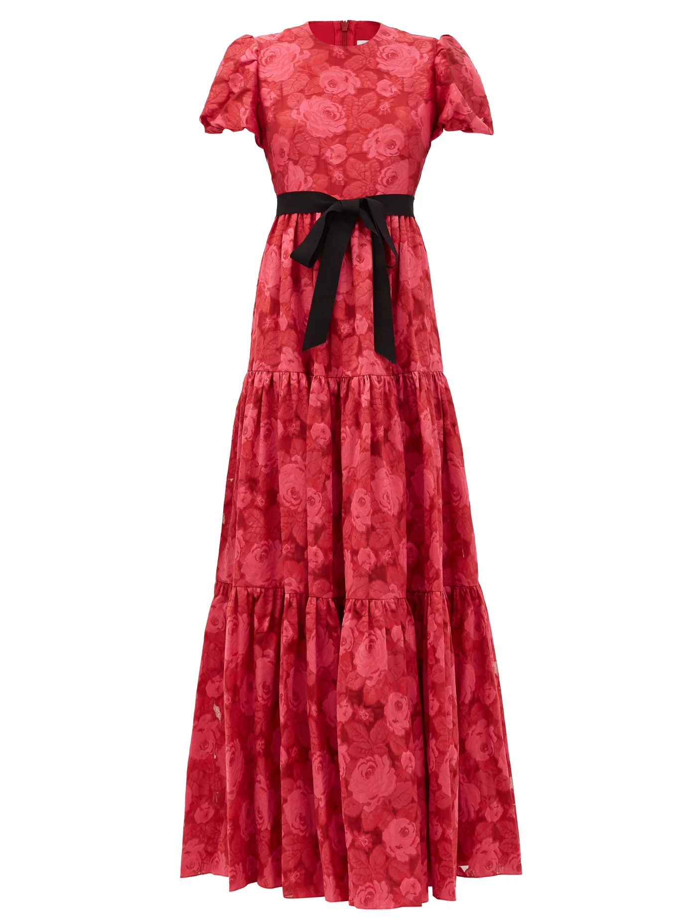 Trin tiered floral-jacquard satin gown - 1