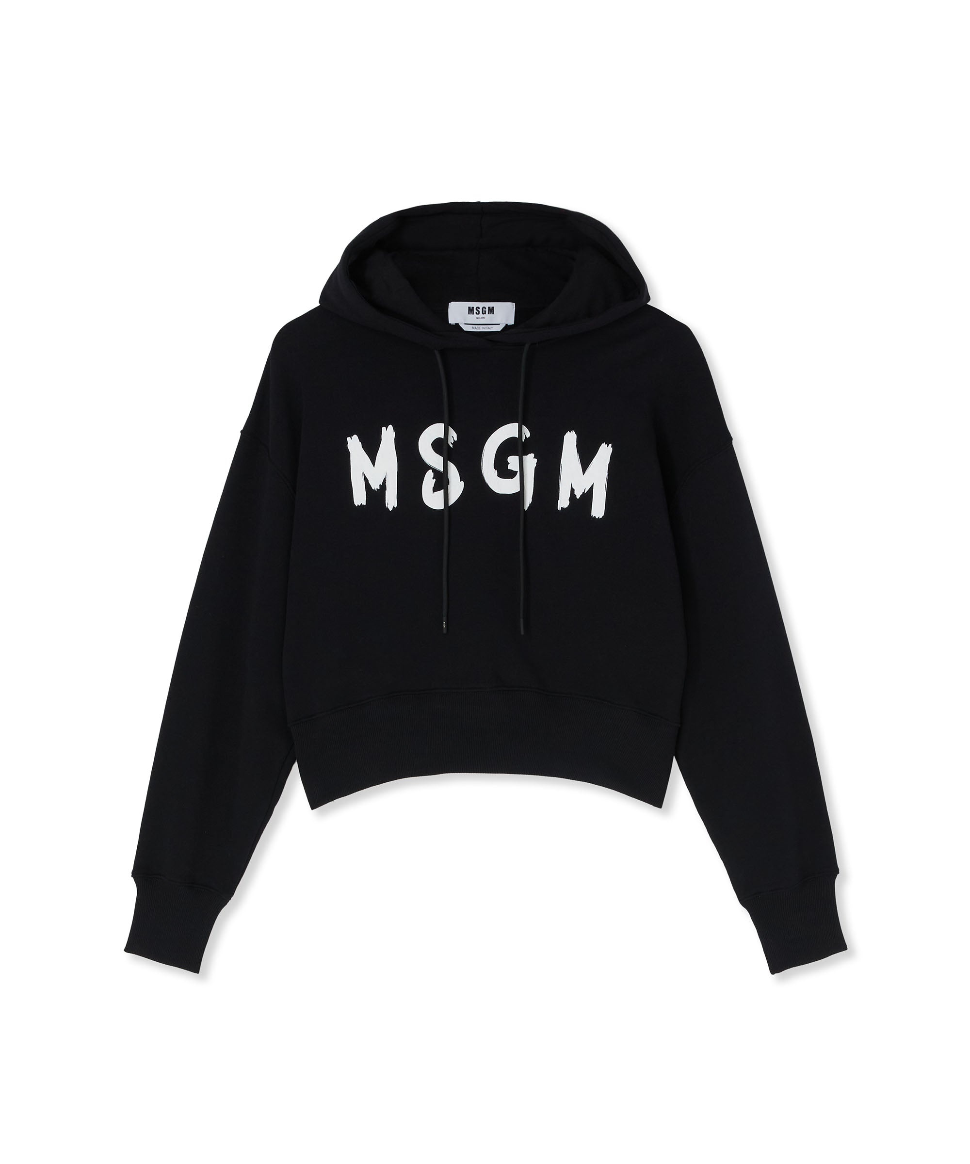 Crop hooded sweatshirt with brushstroke logo graphic - 1