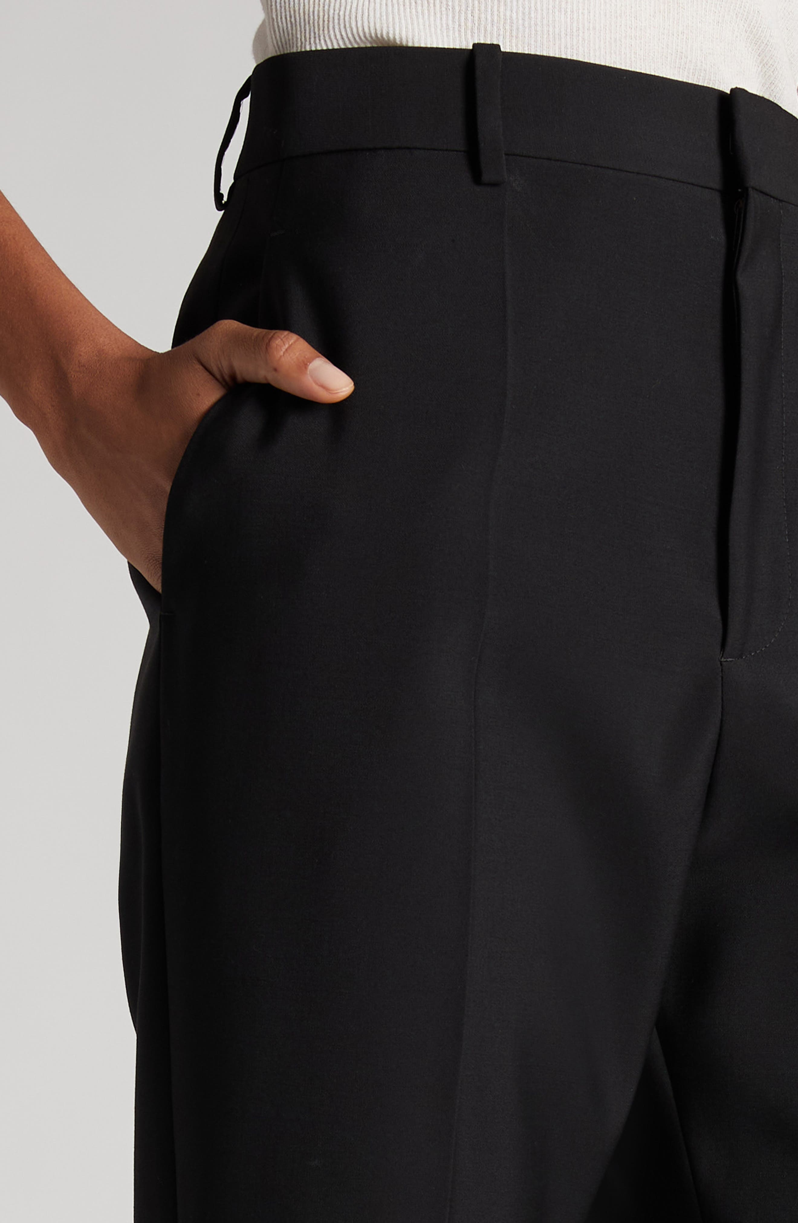 Bottega Veneta Lightweight Wool Flare Leg Pants in 1000 Black at Nordstrom - 5