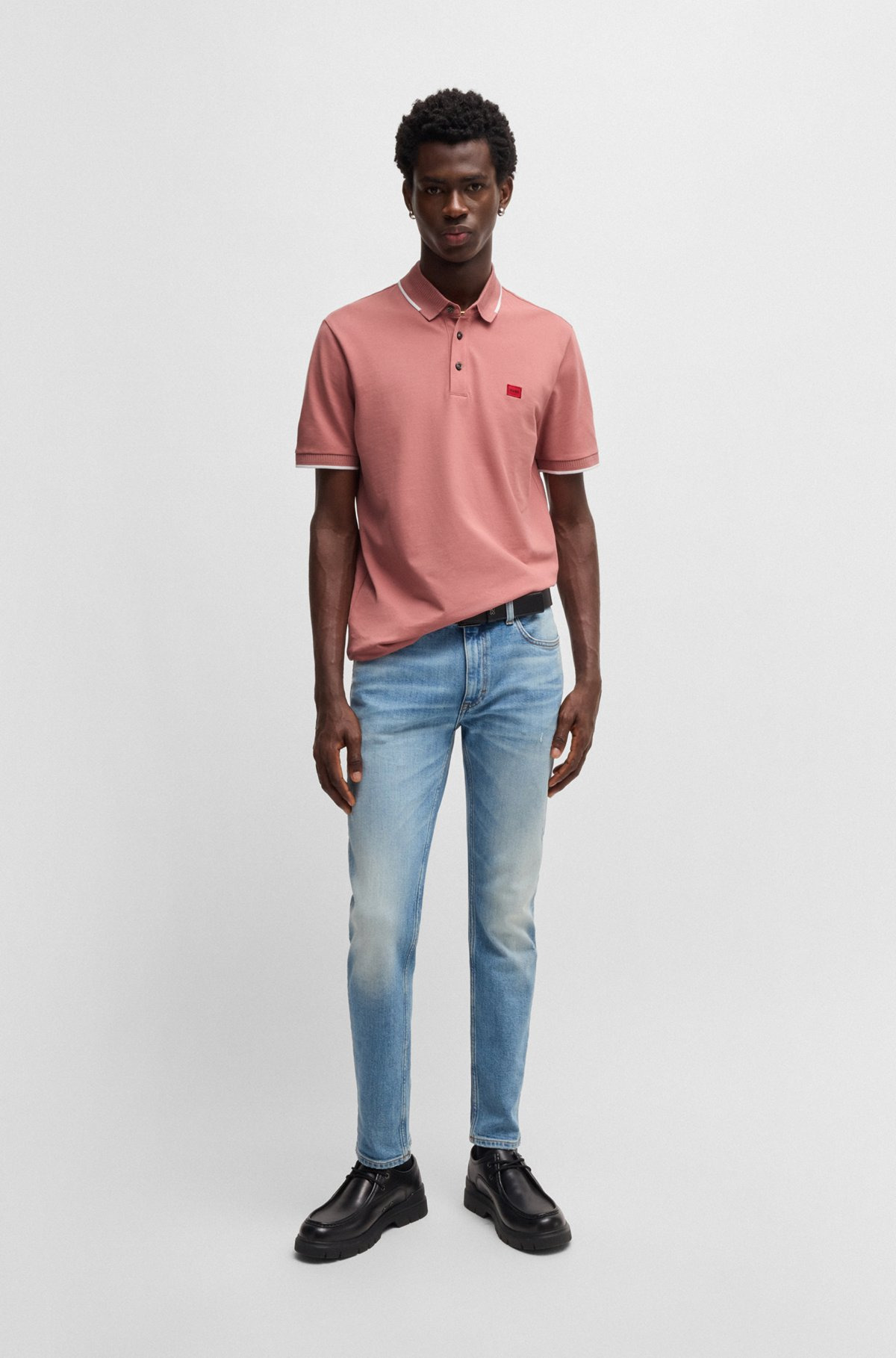 SLIM-FIT POLO SHIRT WITH RED LOGO LABEL - 4