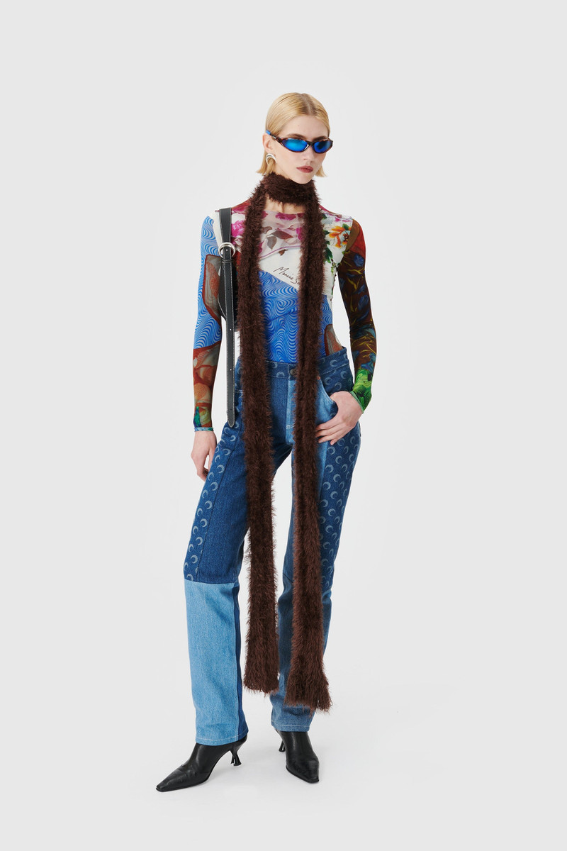 Marine Serre Regenerated Denim Straight Leg Pants outlook