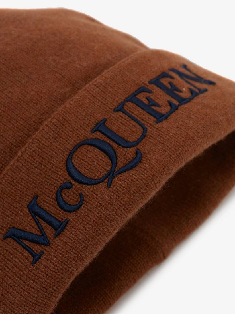 Mcqueen Wool Beanie in Light Brown/blue - 3