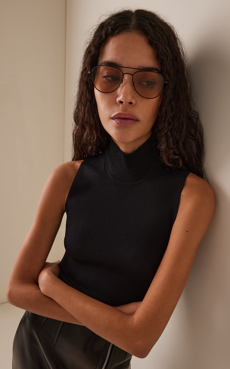 Oliver Peoples Stilson Aviator-Frame Metal Sunglasses black outlook