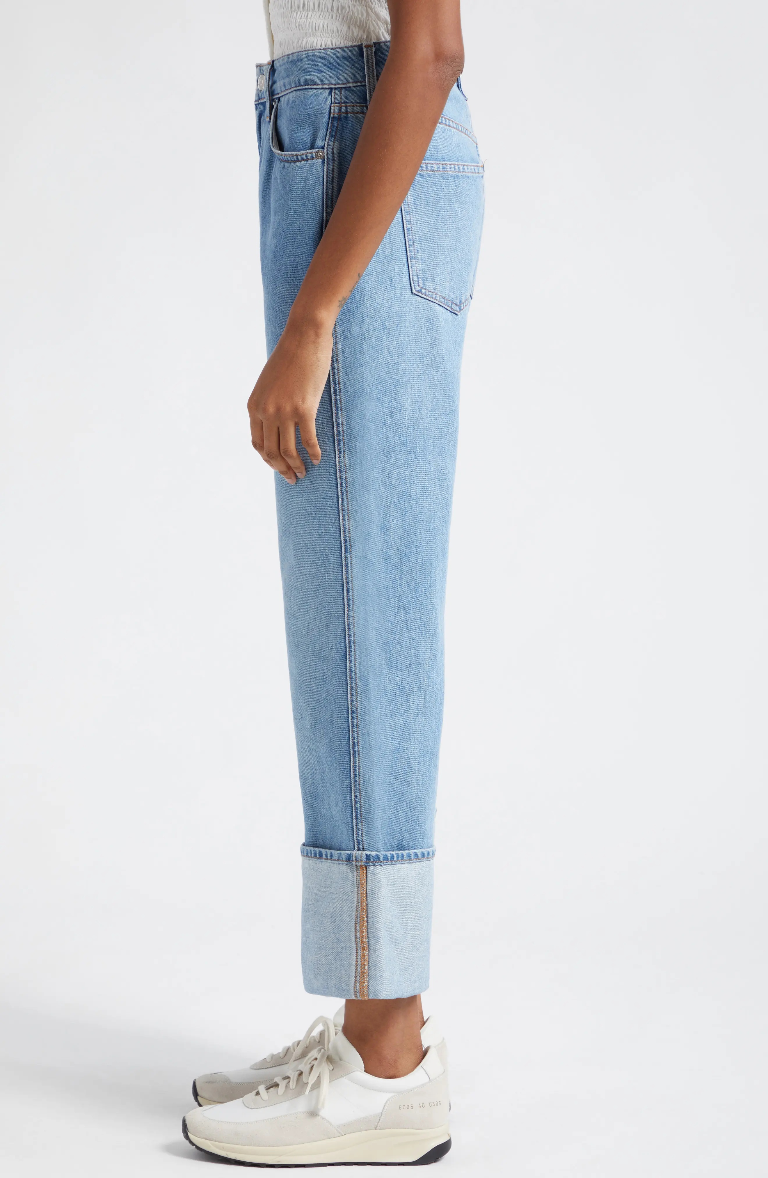 Dylan Cuffed High Waist Relaxed Straight Leg Jeans - 4