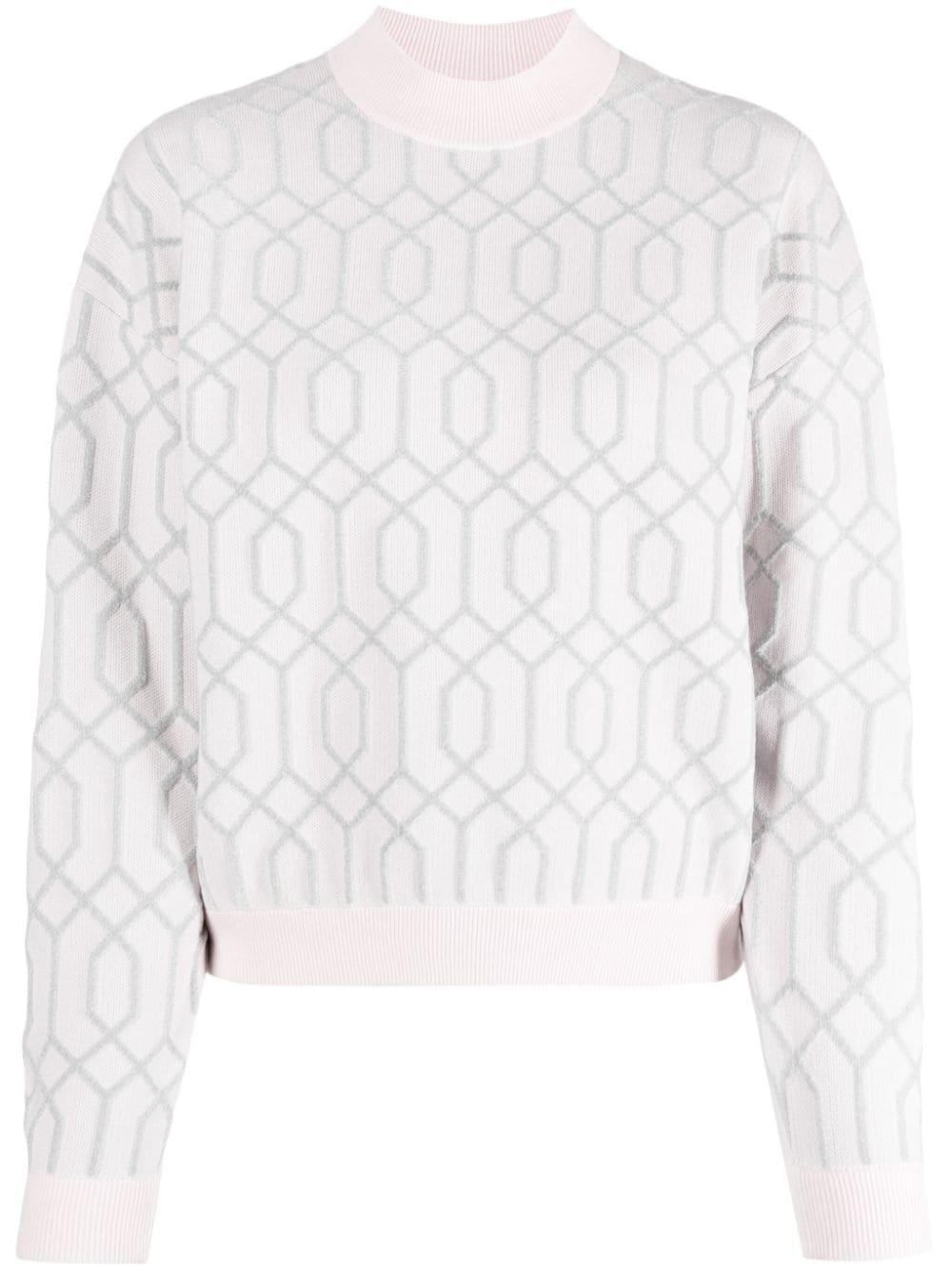 patterned-jacquard drop-shoulder jumper - 1