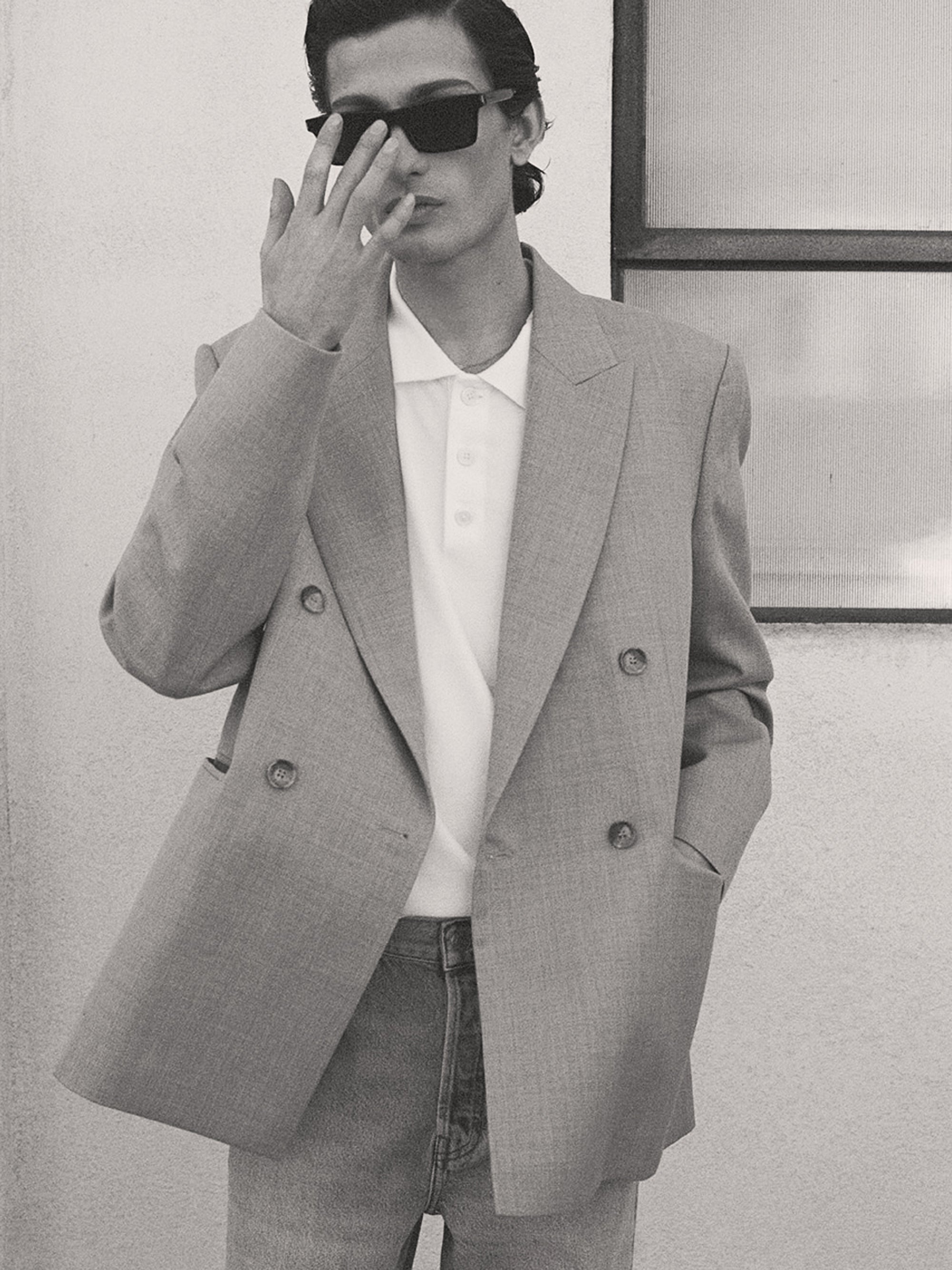 Double Breasted Blazer in Vintage Khaki - 2