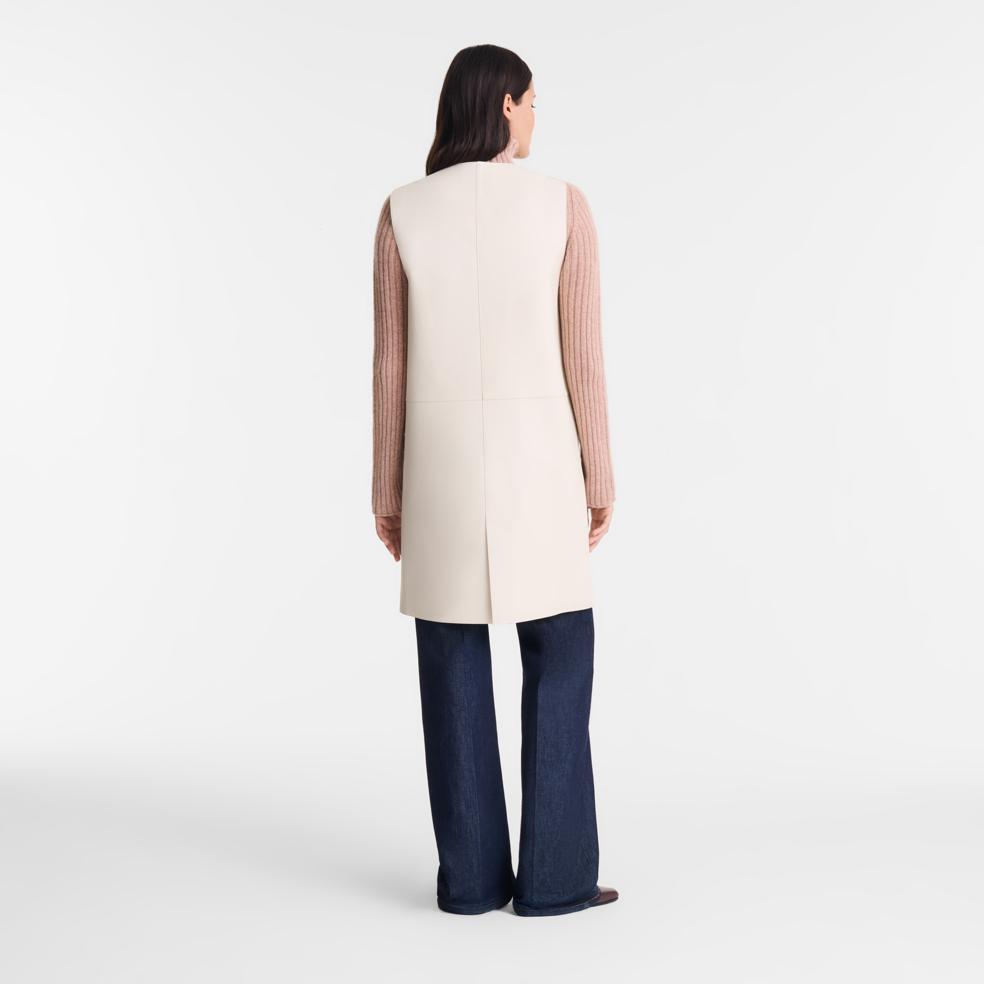 Sleeveless jacket Ecru - Leather - 2