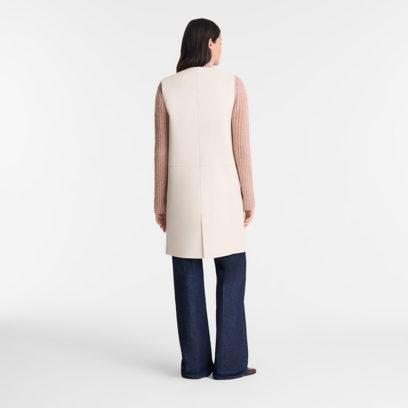 Longchamp Sleeveless jacket Ecru - Leather outlook