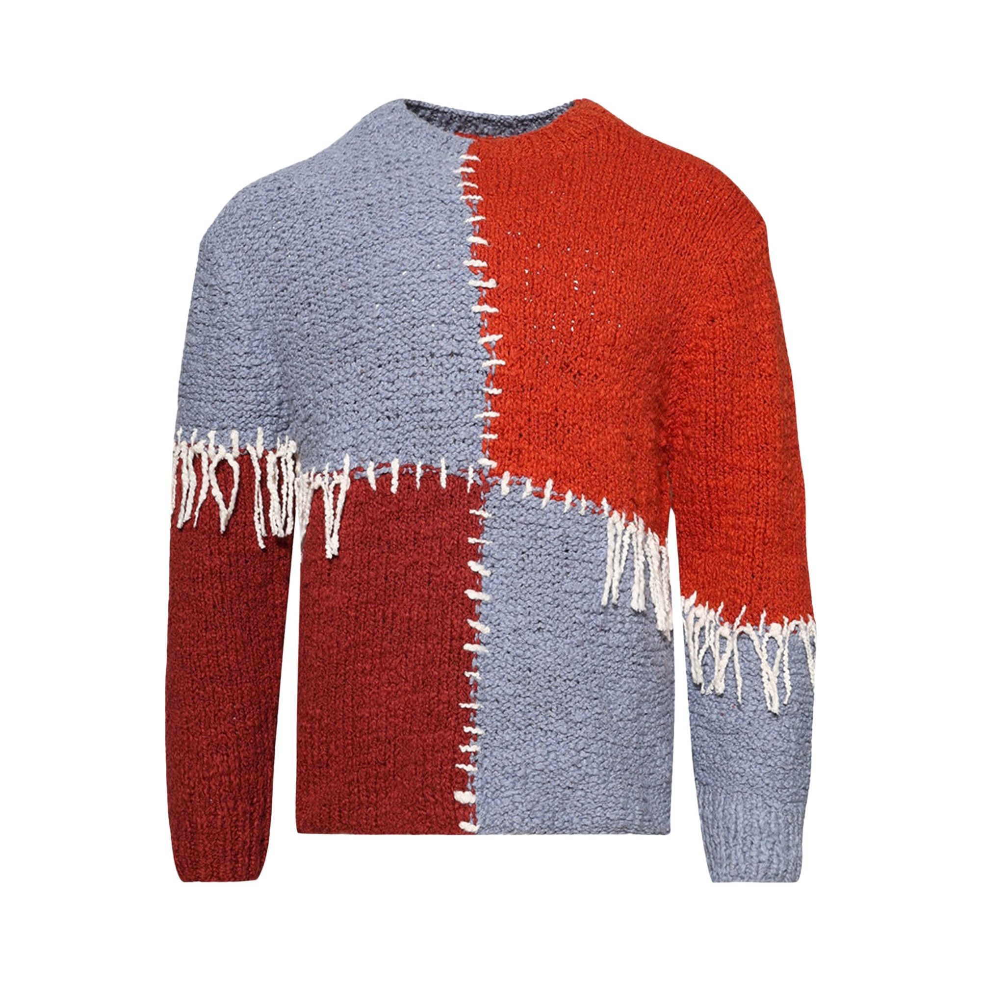 The Elder Statesman Patchwork Boucle Crew 'Earth Multicolor' - 1