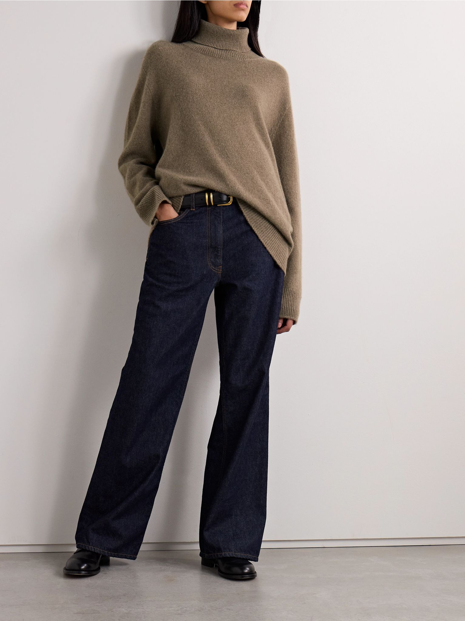 Hepny mélange cashmere turtleneck sweater Light brown - 2