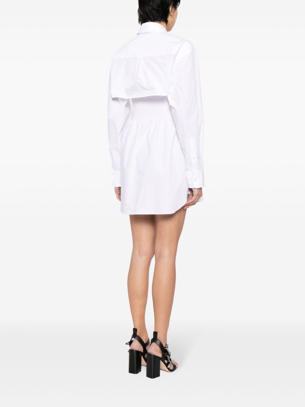 smocked mini shirt dress - 4