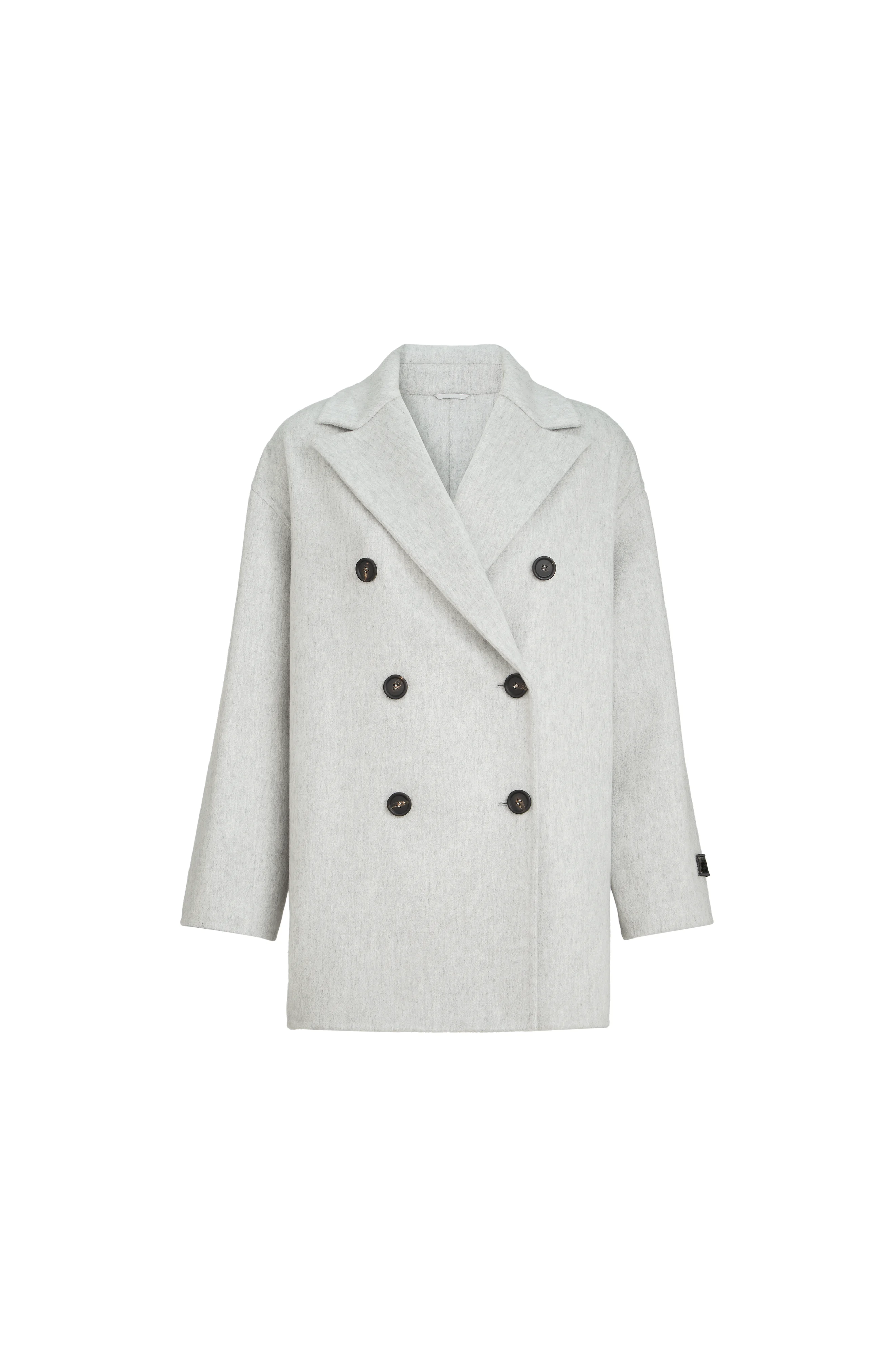 Brunello Cucinelli Cashmere double beaver cloth pea coat in Light Grey at Nordstrom - 1