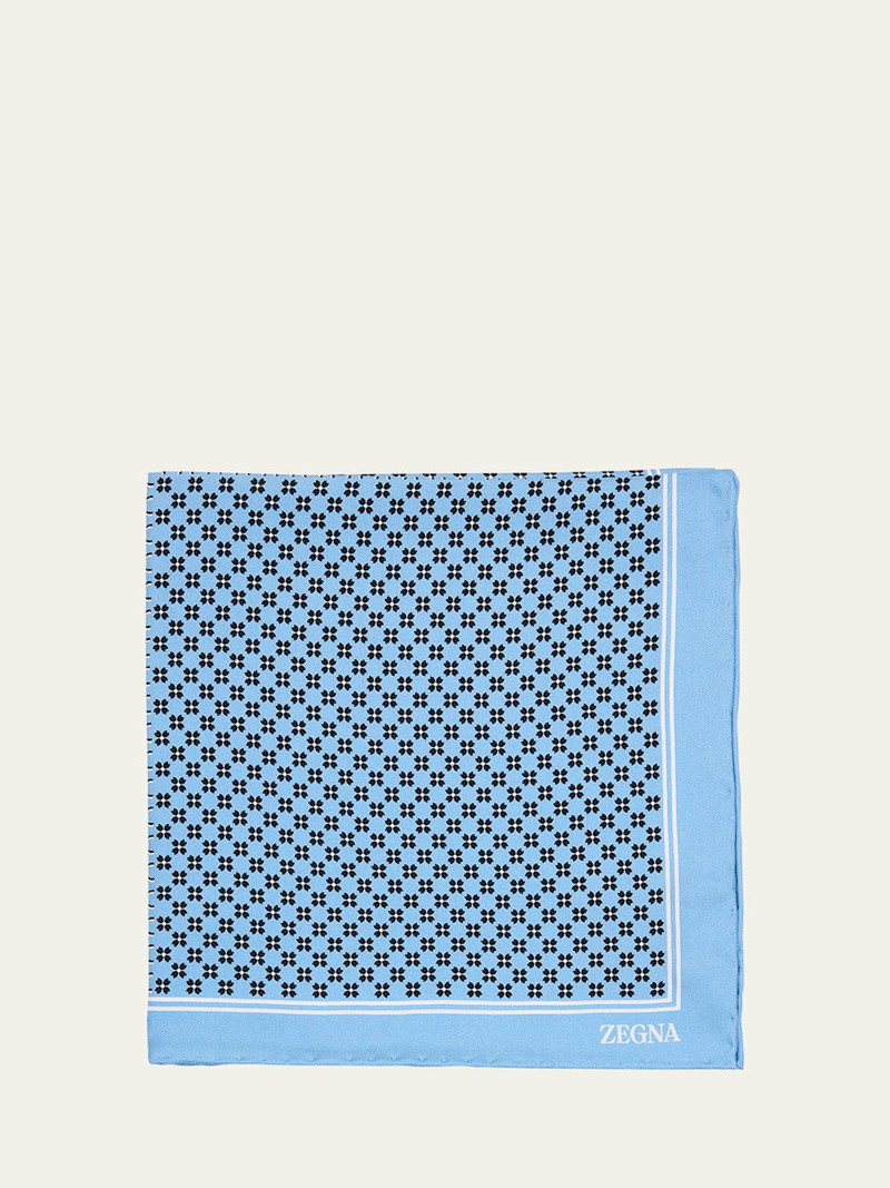 Men's Petite Geometric Floral Silk Pocket Square 1
