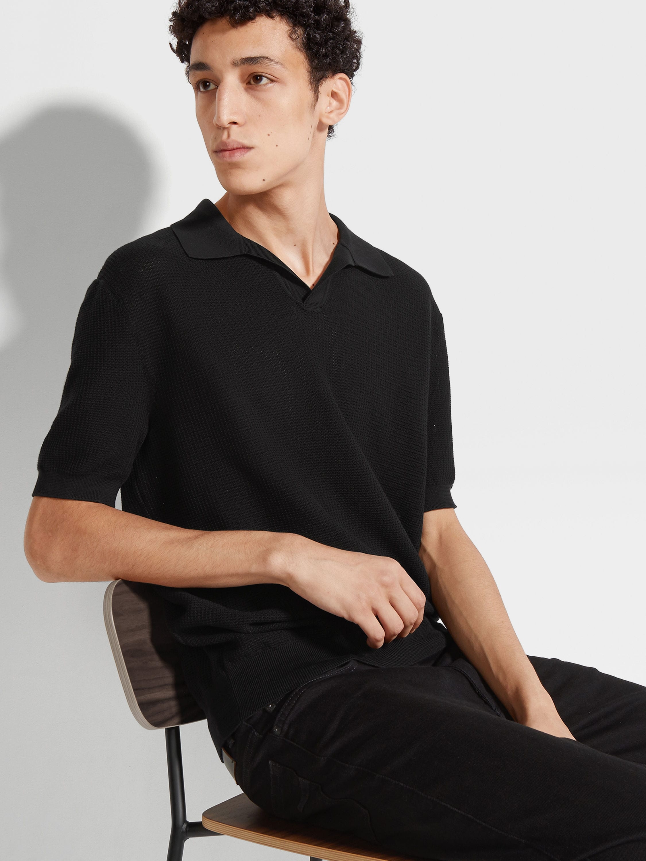 BLACK PREMIUM COTTON POLO SHIRT - 3