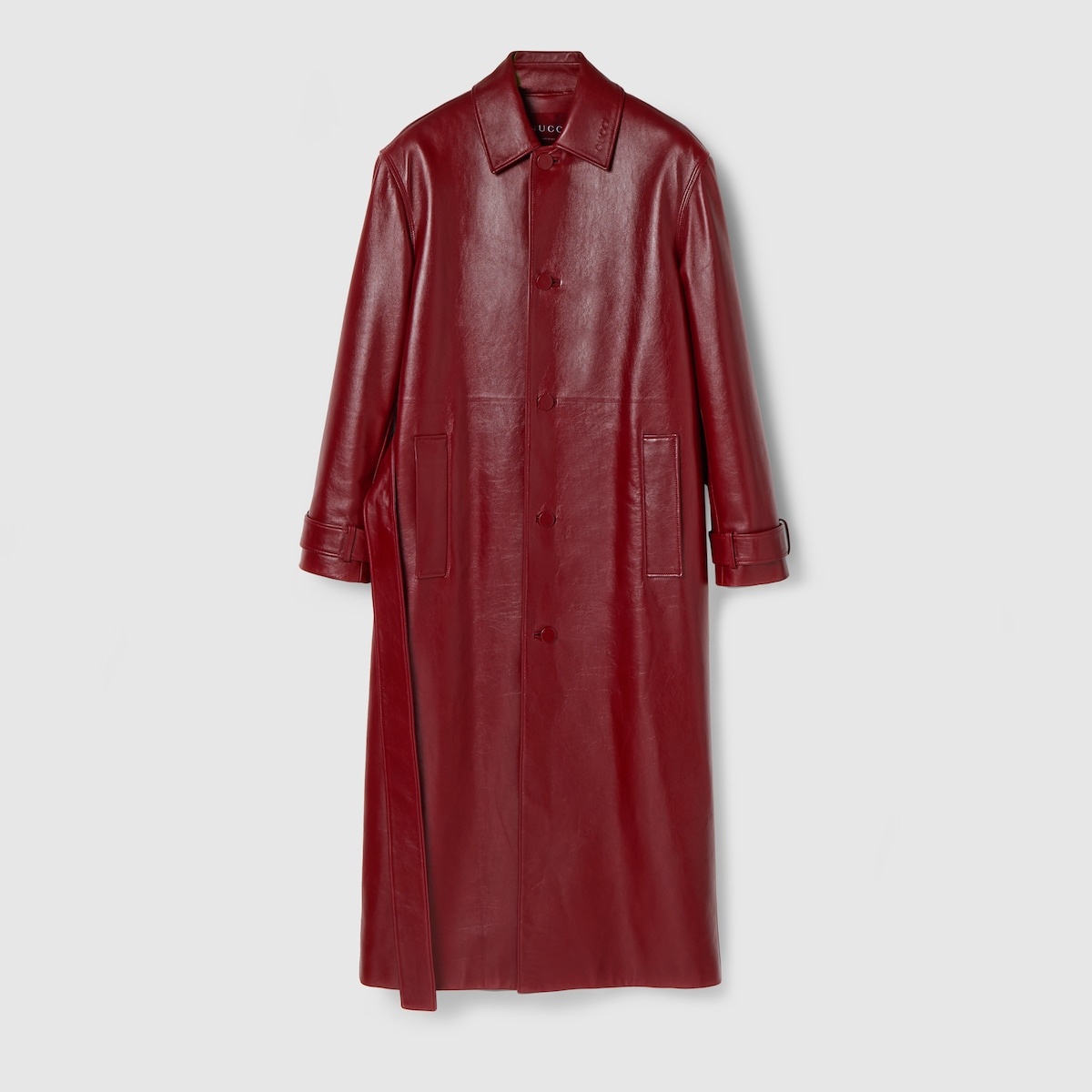 Shiny leather trench coat - 1