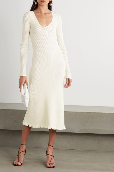 Jil Sander Asymmetric ribbed wool-blend midi dress outlook