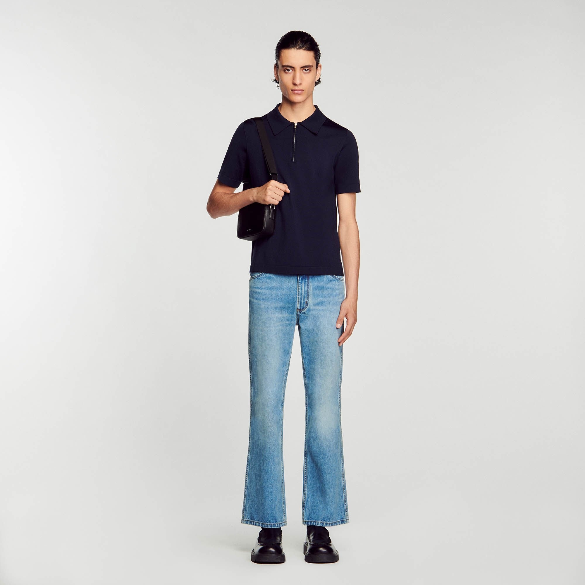KNITTED POLO SHIRT WITH ZIP COLLAR - 2
