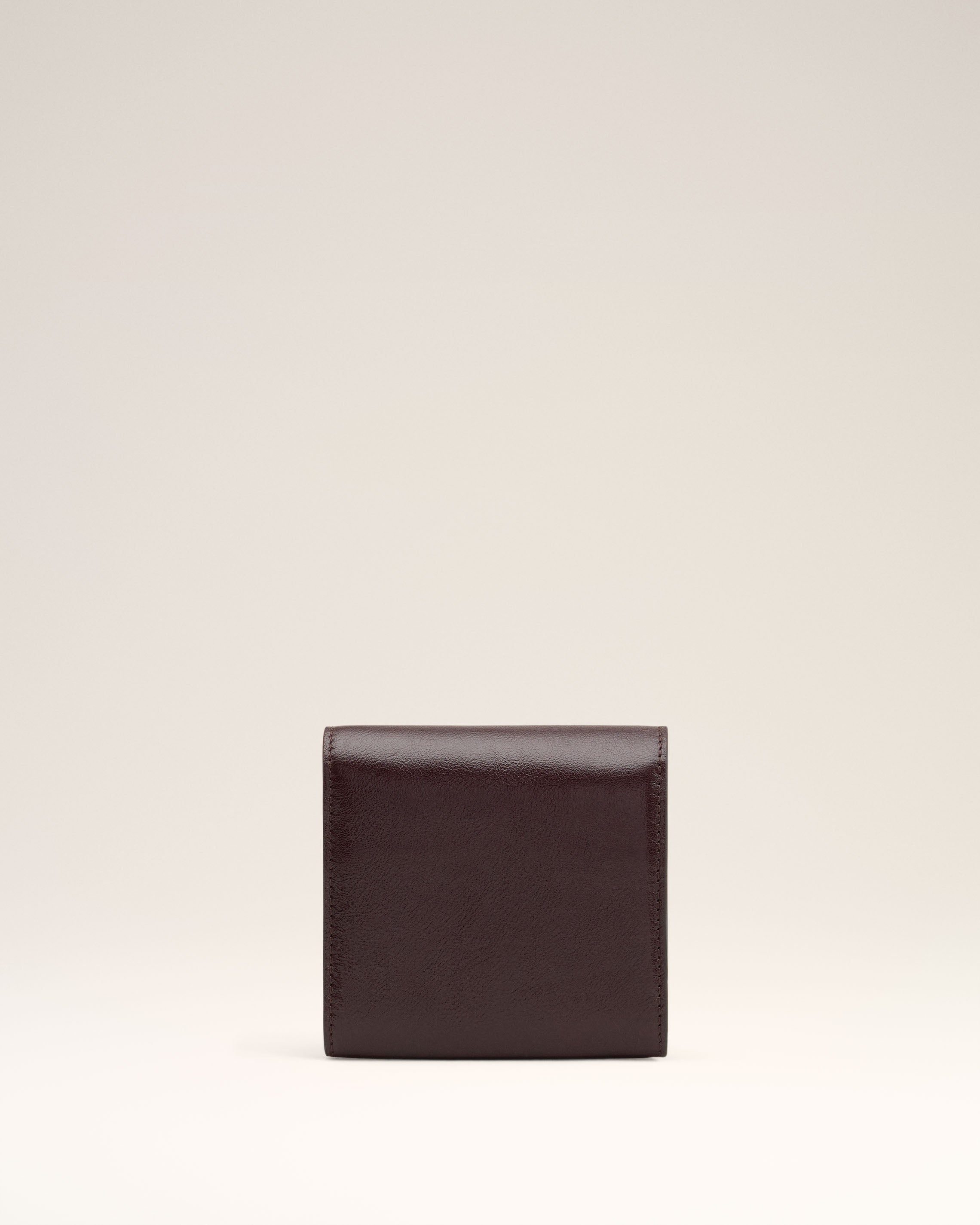 BURGUNDY LEATHER PARIS PARIS COMPACT WALLET - 2