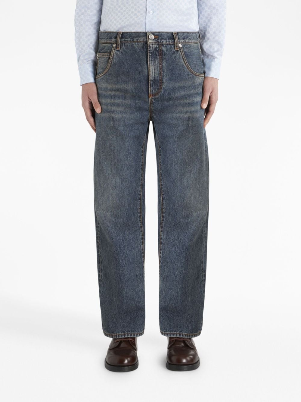 wide-leg cropped cotton jeans - 3