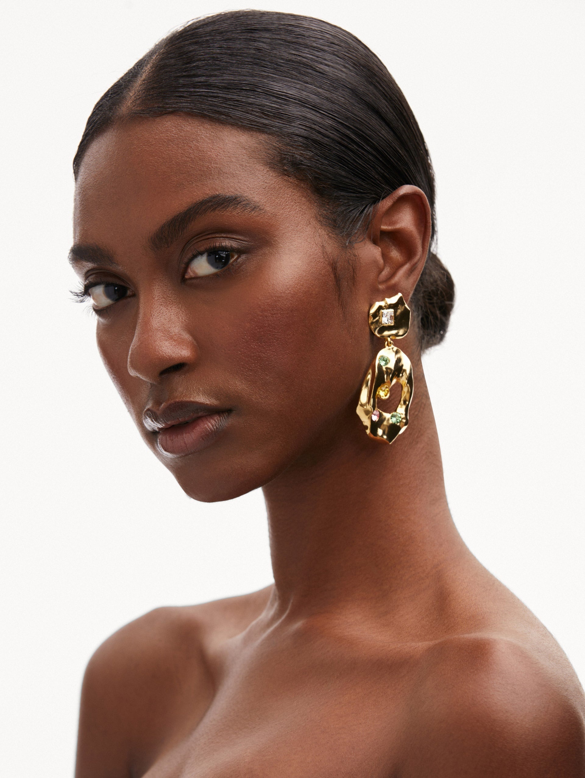 TEXTURED METAL DROP EARRINGS - 2