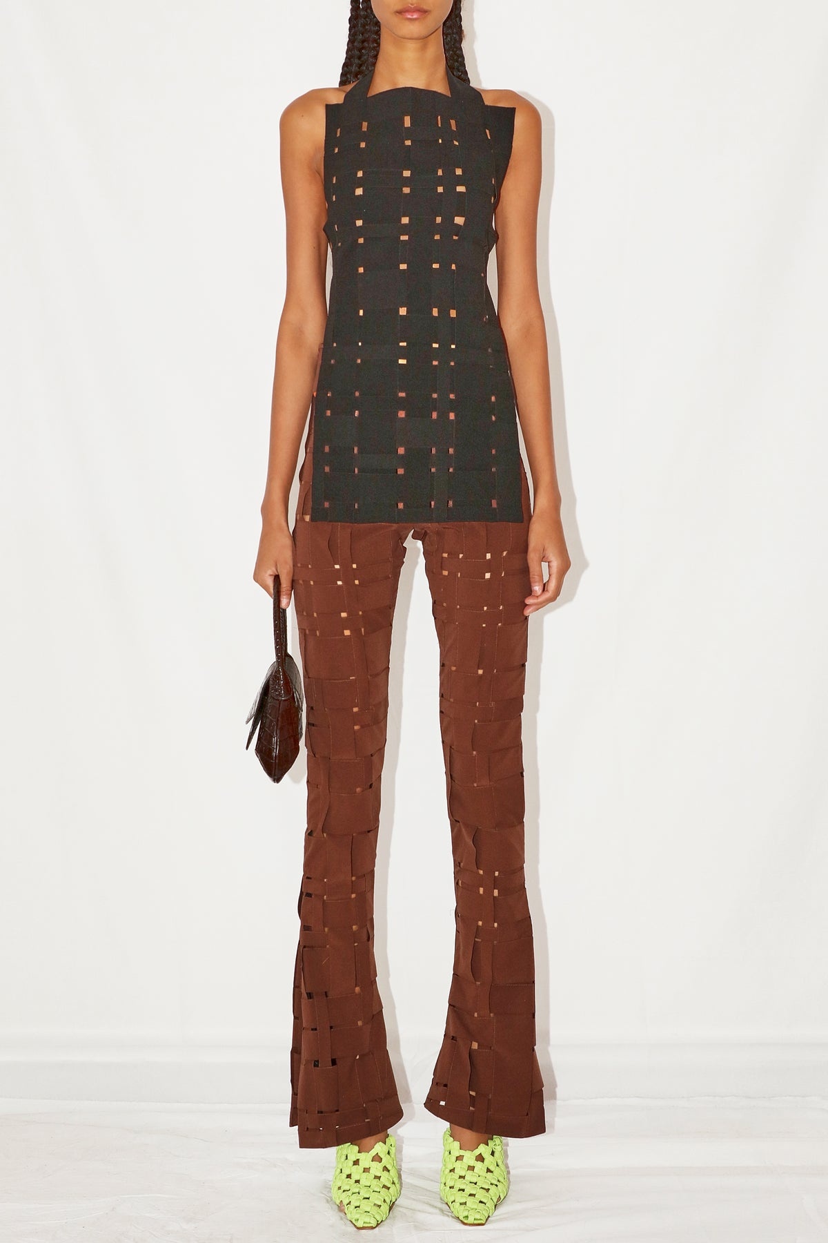 WEAVED FITTED TROUSERS BROWN - 3