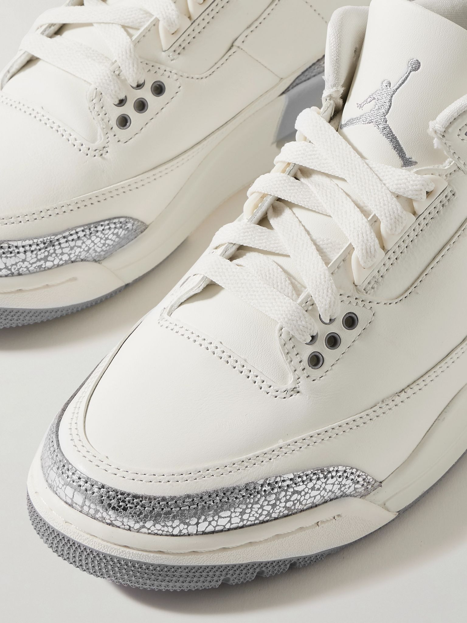 Air Jordan 3 Retro rubber-trimmed metallic leather sneakers White - 4