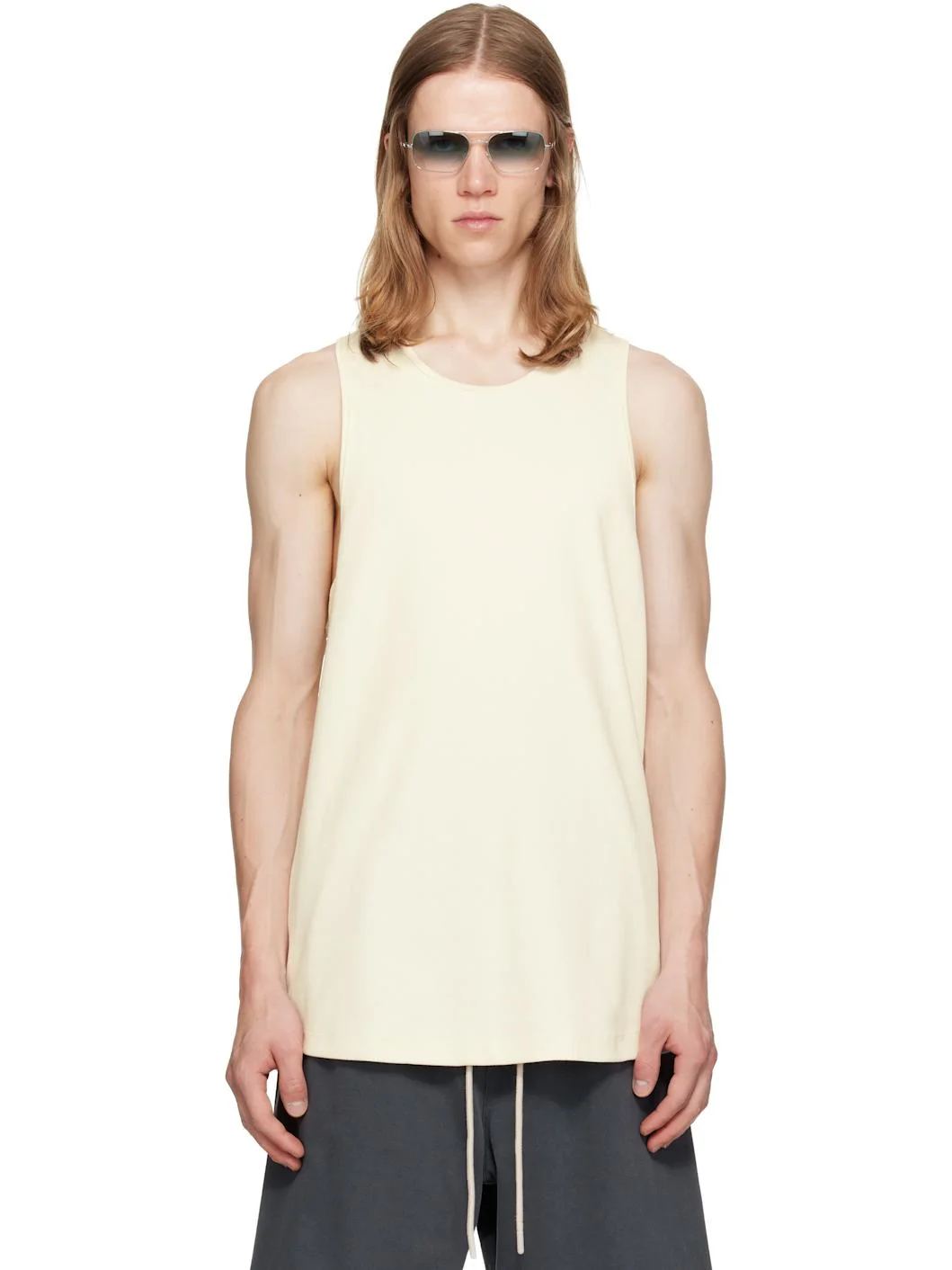 Off-White Ribbed Essential Tank Top - 1