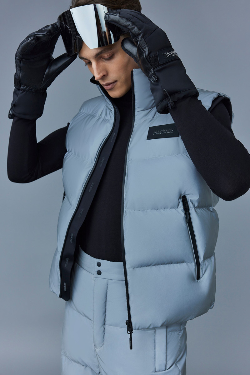 MACKAGE HUGH-RF Down vest with removable hood and reflective shell outlook
