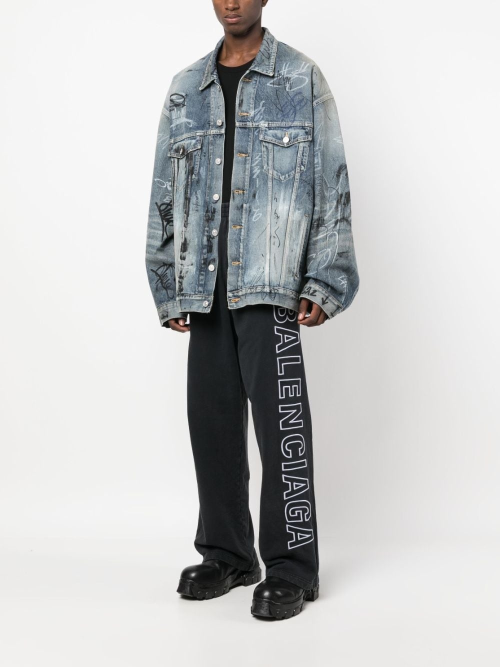 Balenciaga graffiti denim jacket hotsell