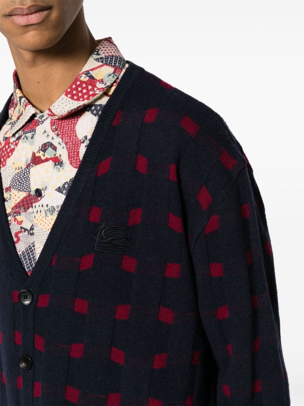 patterned-knit V-neck cardigan - 5