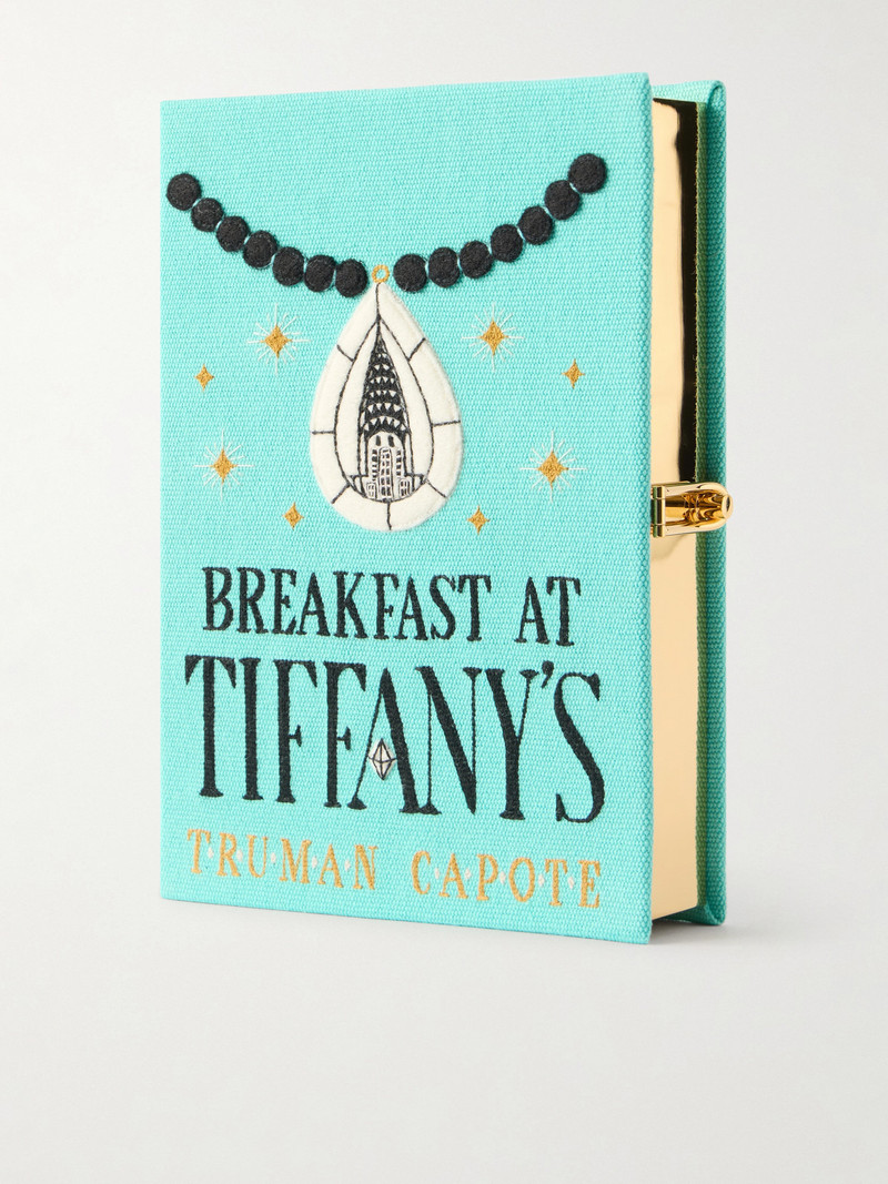 Breakfast At Tiffany's Appliquéd Embroidered Canvas Clutch 1
