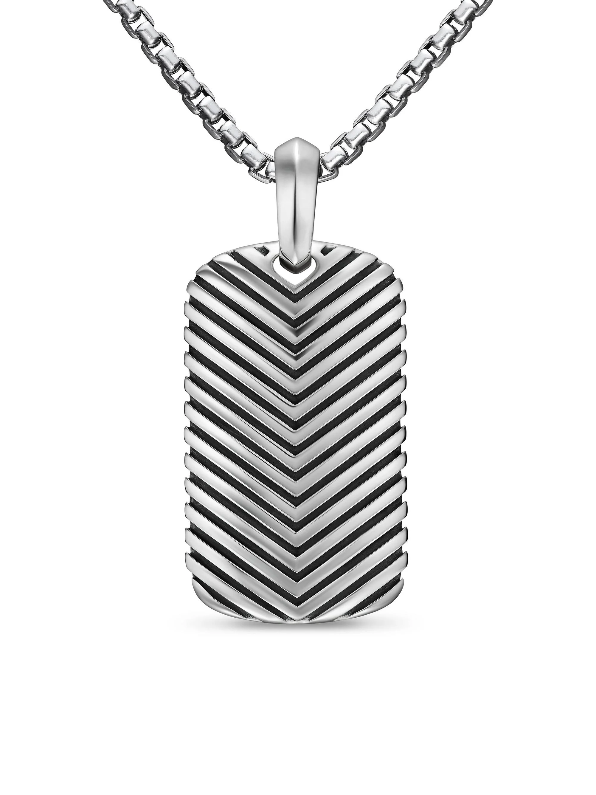Men's Chevron Tag in Sterling Silver, 34MM - Silver - 1