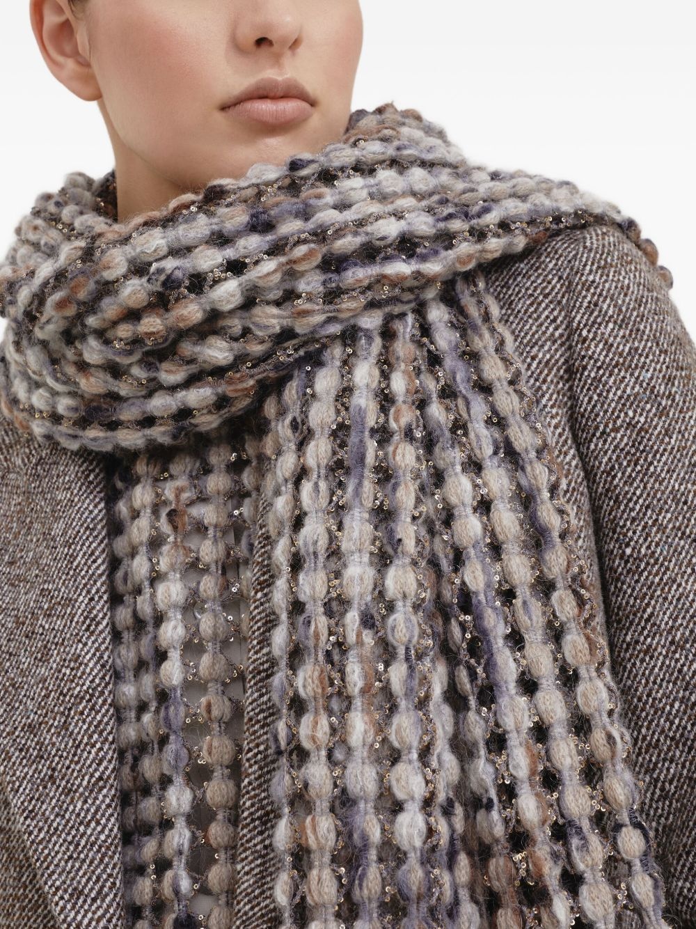 metallic-detail bobble scarf - 5