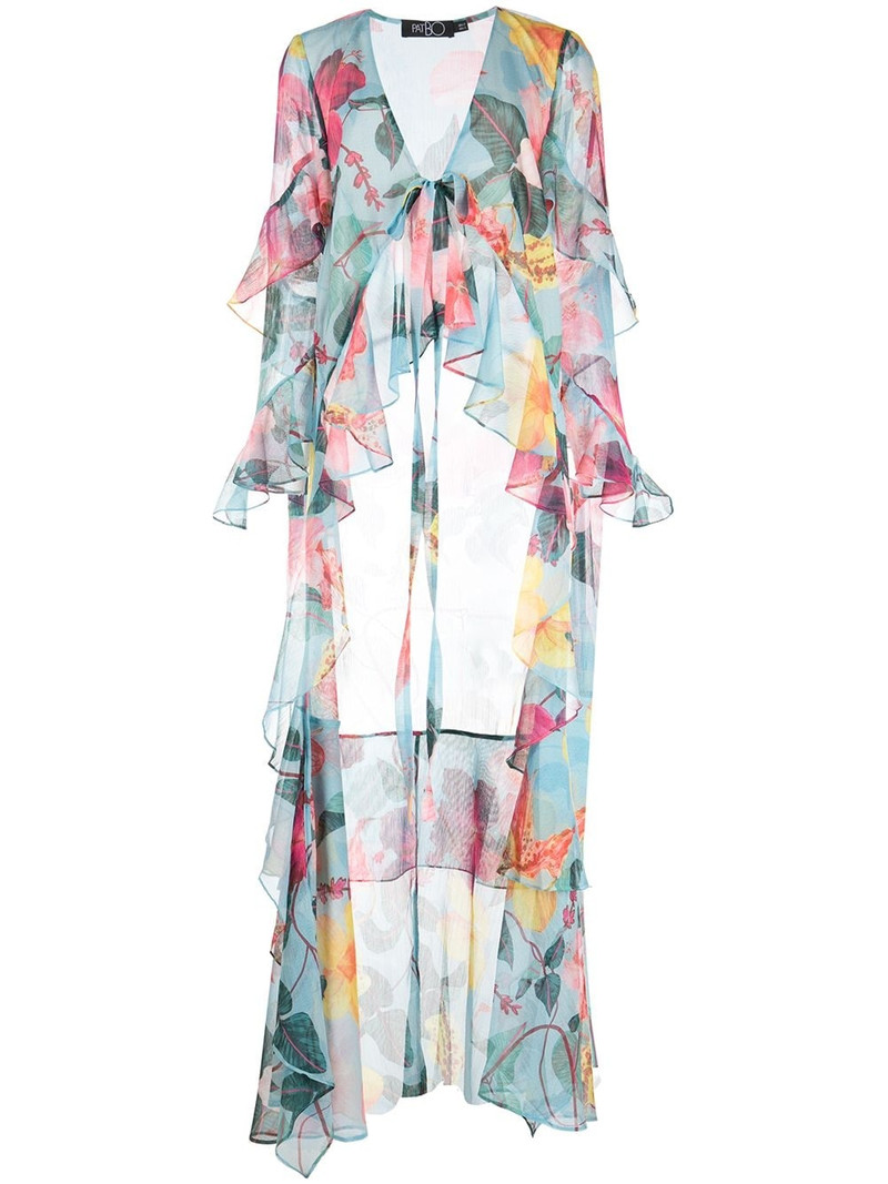 Hibiscus floral-print dip blouse 1