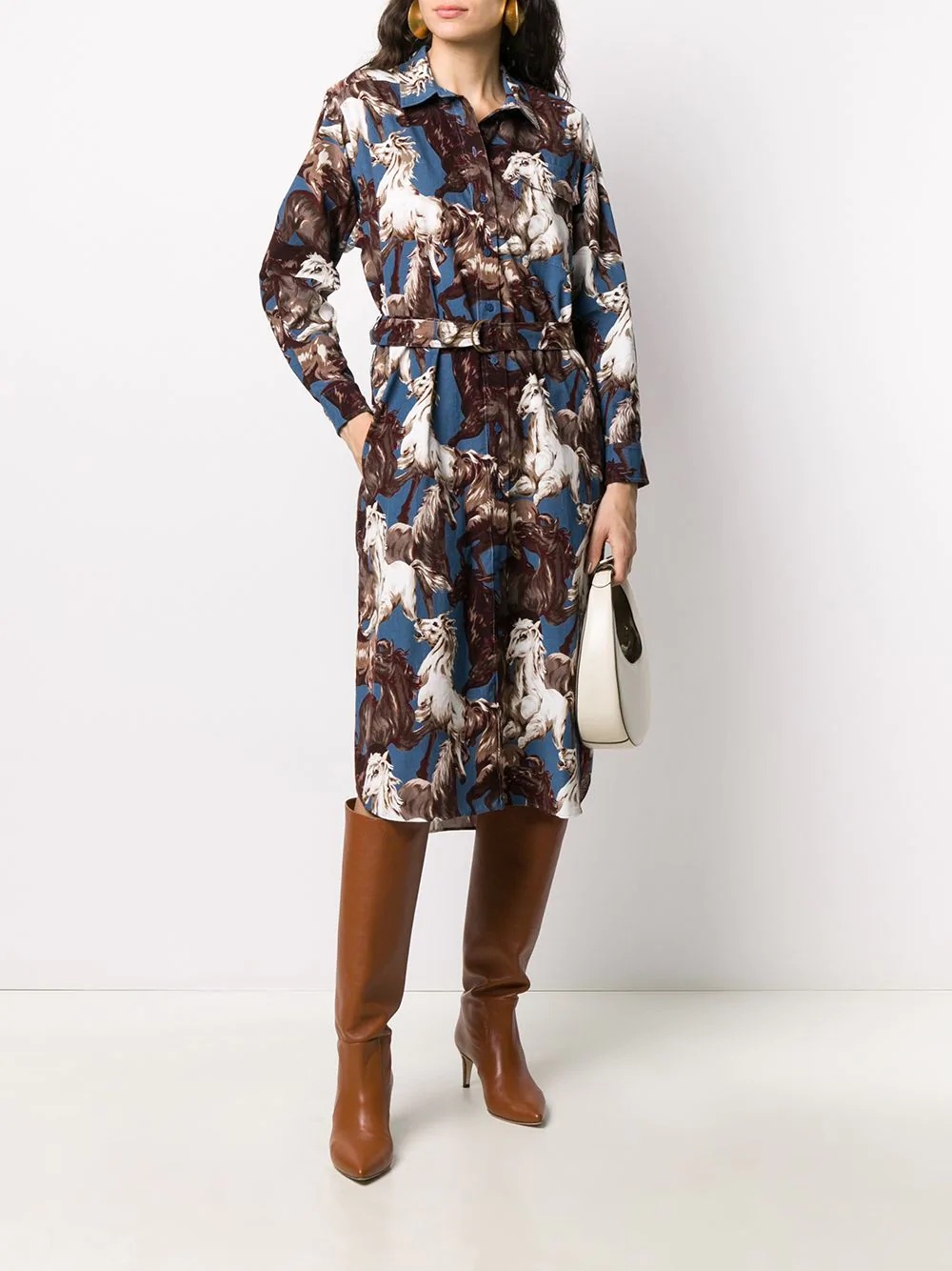 horse-print shirt dress - 2