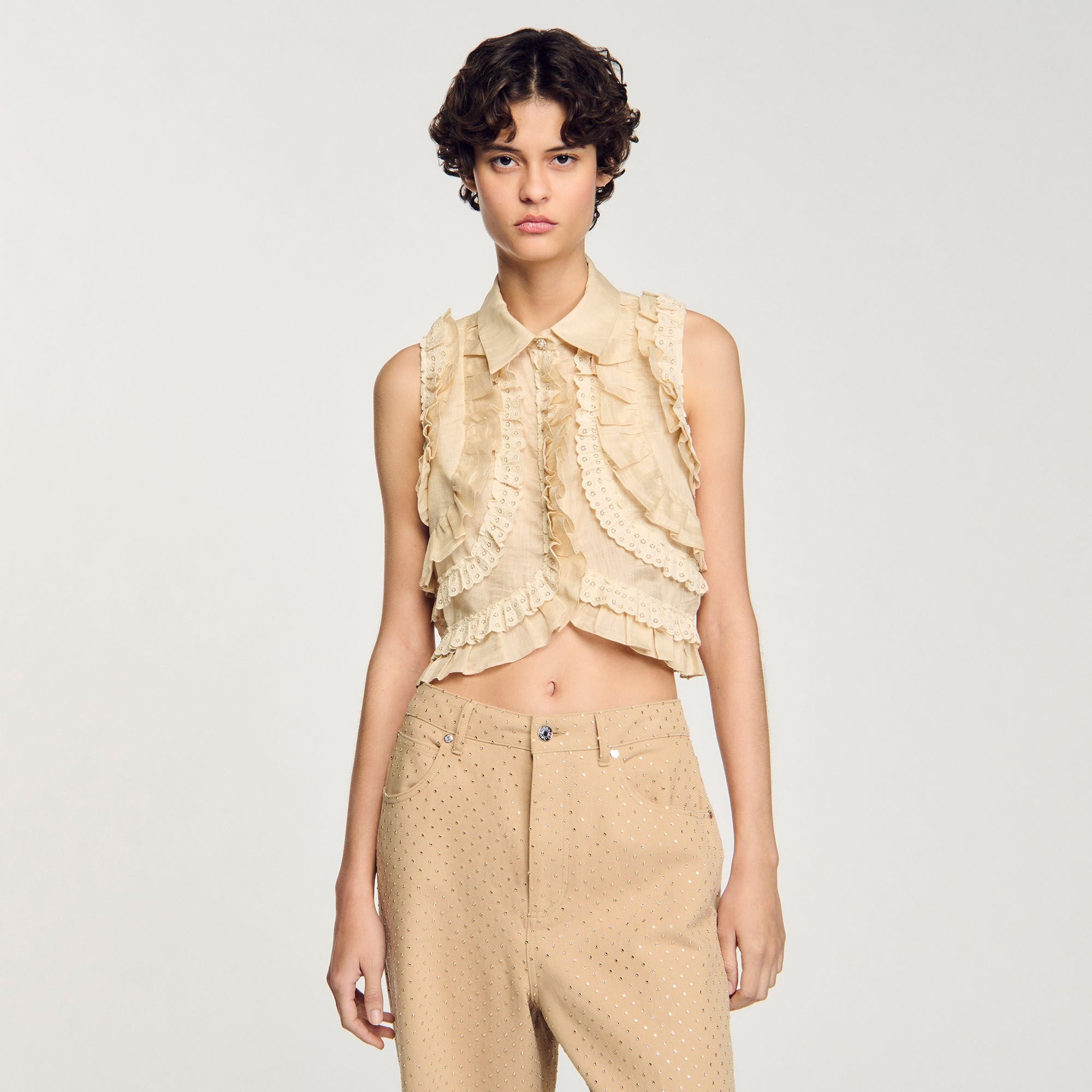 RUFFLED CROPPED SHIRT - 4