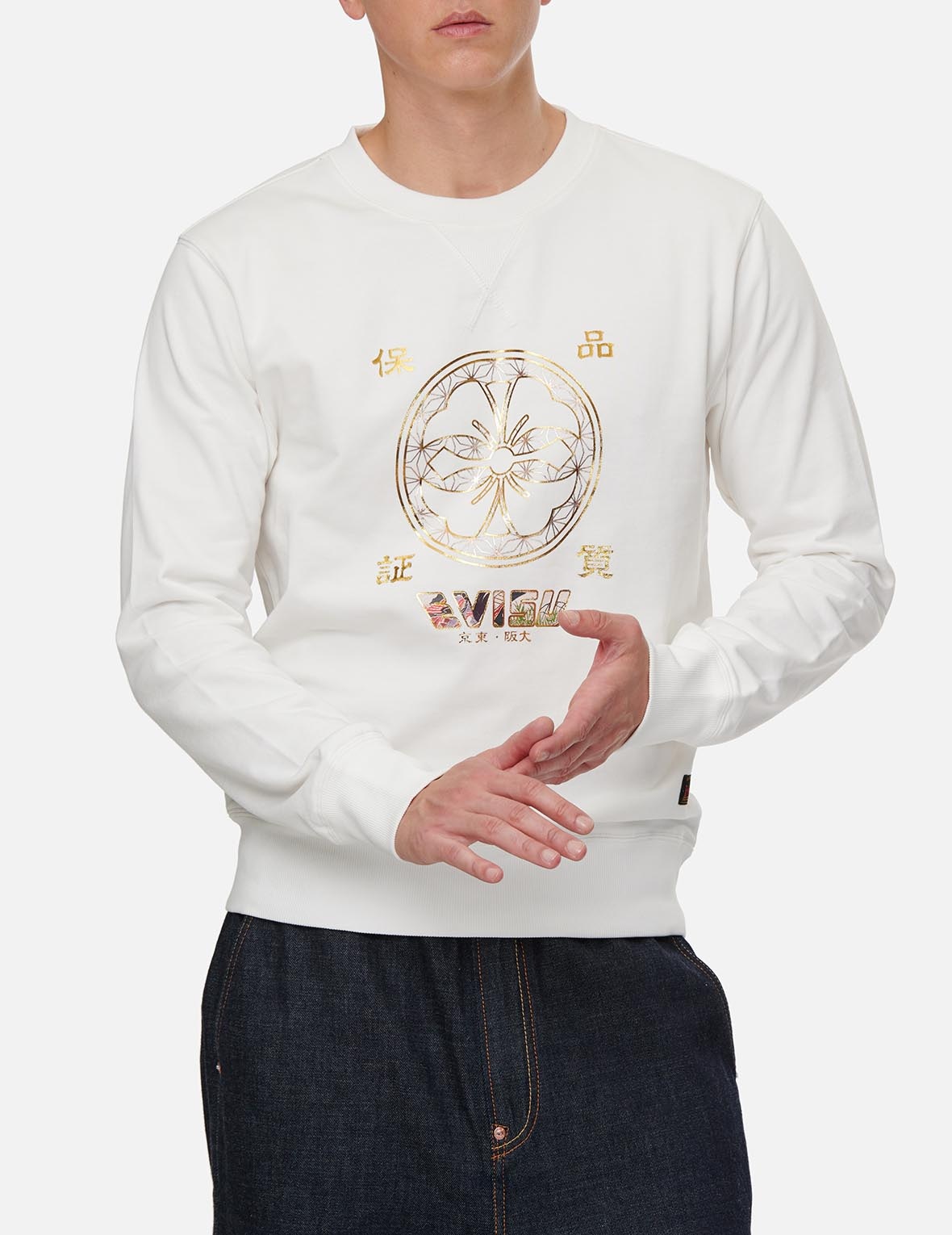 KAMON FOIL-PRINT AND SCROLL DAICOCK APPLIQUÉ SWEATSHIRT - 3
