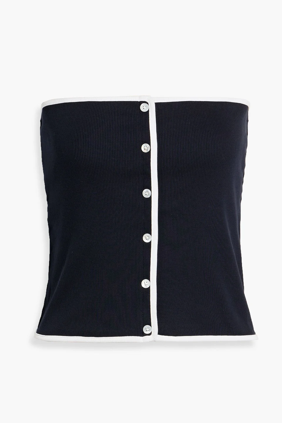 Valley strapless embellished ribbed Pima cotton-blend top - 1