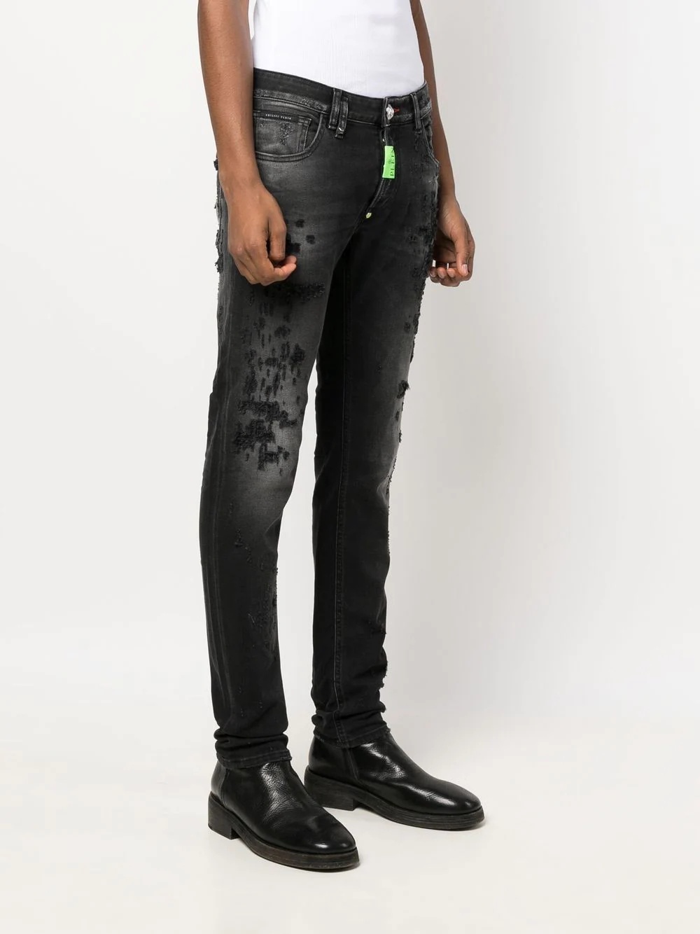 distressed skinny-cut jeans - 3